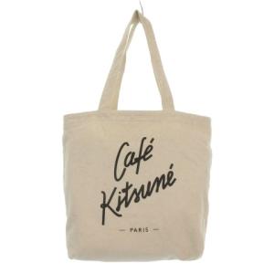 cafe kitsune トートバック キャンバス 布帛 プリント ベージュ /AH16 GY59