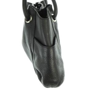 COLE HAAN ハンドバッグ レザー 本革 黒 ブラック 巾着型 外ポケット付き /AH23 GY59
