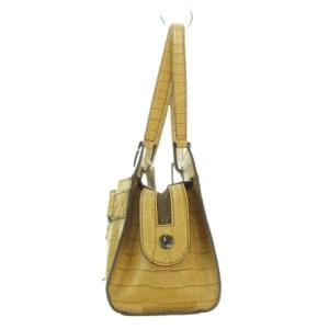 LANCEL ハンドバッグ レザー 本革 茶 ブラウン 型押し模様 ドローストリング装飾 Dリング装飾 /AH20 GY59