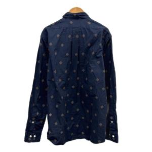 Brooks Brothers シャツ M 紺 ネイビー 幾何学模様 ボタンダウンカラー 長袖 /NP