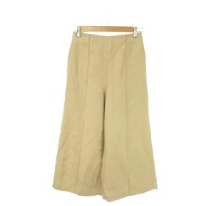 ガウチョパンツ 0 ベージュ 無地 クロップド丈 ワイド /AO39 ECC004