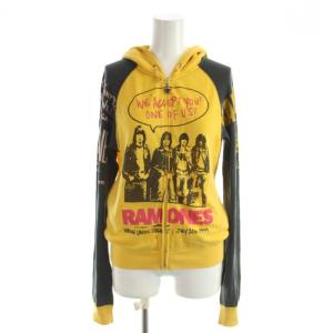 RAMONES パーカー ジャケット 上着 F 黄 イエロー フード付き 長袖 ロゴプリント 2CF-7280