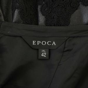 EPOCA レザースカート 42 黒 ブラック レース裾 フレアシルエット ひざ丈 /LP ECC004
