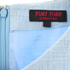 YUKI TORII ワンピース M ライトブルー Vネック 半袖 織り柄 ECB004 /OK OS ECB004