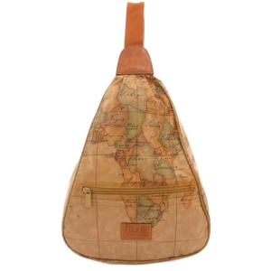 Alviero Martini ボディバッグ 茶 ブラウン 地図柄 ジオマップ ジッパーポケット /NL