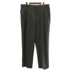 パンツ スラックス 34 グレー 長ズボン 無地 タック /GG GY53