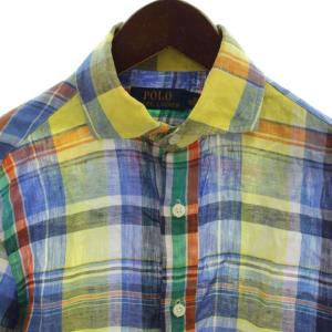 POLO RALPH LAUREN シャツ 麻 リネン XS マルチカラー チェック柄 長袖 710590857002 /GG GY53