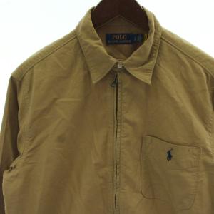 POLO RALPH LAUREN シャツ SP ベージュ 長袖 ジップアップ ロゴ刺繍 /GG GY53