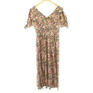 LAURA ASHLEY 半袖ロングワンピース 花柄 11 マルチカラー 黒 ブラック ピンク /SS OS GY53