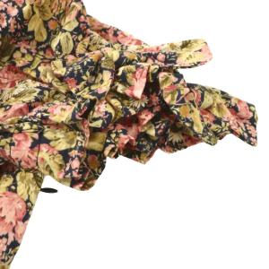 LAURA ASHLEY 半袖ロングワンピース 花柄 11 マルチカラー 黒 ブラック ピンク /SS OS GY53