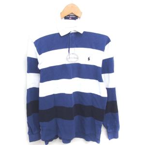 RALPH LAUREN 国内正規品 ラガーシャツ ボーダー ロゴ刺? ハーフボタン 比翼仕立て 長袖