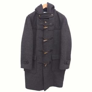 ダッフルコート アウター ロング フード ウール 裏地チェック 厚手 L グレー /TT ECD004