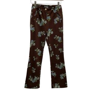 スリムパンツ フラワー 総柄 ストレッチ  24/38  茶色 ブラウン /MZ ECD004