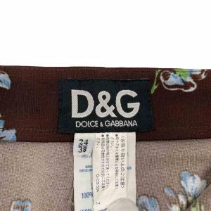 DOLCE&GABBANA スリムパンツ フラワー 総柄 ストレッチ  24/38  茶色 ブラウン /MZ ECD004