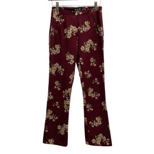 ボタニカル フラワー 総柄 ストレートパンツ  26/40 深赤  ワインレッド レディース /MZ ECD004