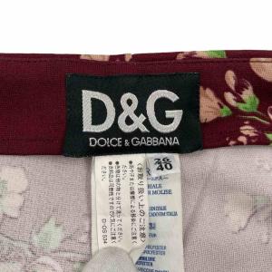 DOLCE&GABBANA ボタニカル フラワー 総柄 ストレートパンツ  26/40 深赤  ワインレッド レディース /MZ ECD004