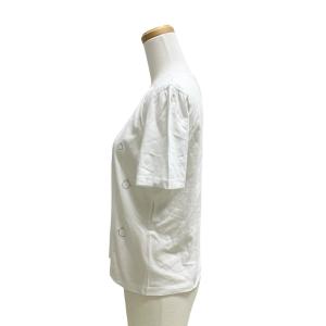 Salvatore Ferragamo ガンチーニ ラインストーン カットソー Tシャツ 半袖 クルーネック ギャザー M 白 ホワイト /MZ