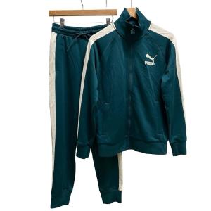 ロゴプリント サイドライン トラックジャケット ジャージ セットアップ 上下セット M  緑 グリーン