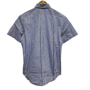 RALPH LAUREN 美品 ボタンダウンシャツ CLASSIC FIT ストライプ柄 半袖 SP 青 ブルー 綿100%  /TD
