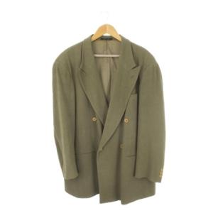 EMPORIO ARMANI セットアップ スーツ フォーマル ウール 54 グレー カーキ ダブルブレスト 長袖 91V3351 /CK2