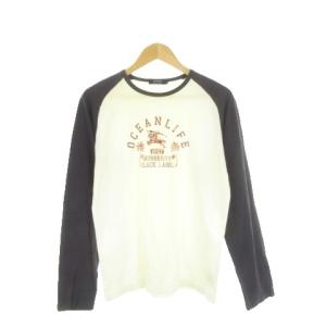 Tシャツ 3 紺 ネイビー 白 アイボリー 長袖 ラグラン袖 ロゴプリント BMV63-408-02 /CK6