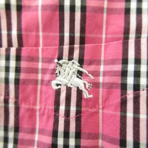 BURBERRY BLACK LABEL シャツ 2 ピンク チェック柄 ボタンダウンカラー 半袖 BMW16-216-14 /AO11 ECD004