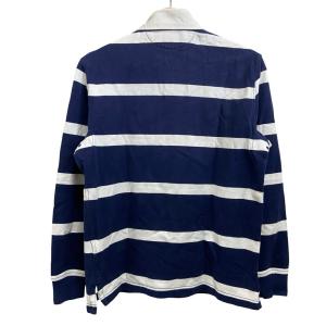 POLO RALPH LAUREN ラガーシャツ ラグビーシャツ 裏起毛 ボーダー ポニー刺繍 長袖 S 紺 ネイビー 白 ホワイト /MZ