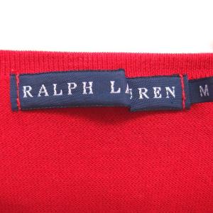 RALPH LAUREN 国内正規品 カーディガン ニット ロゴ刺? 薄手 綿 コットン 七分袖 M 赤 レッド /TT ECD004