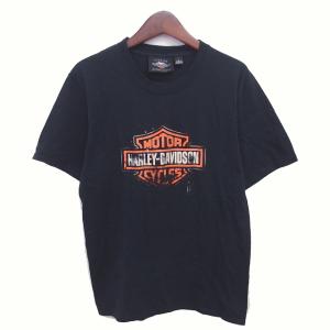 Tシャツ カットソー 丸首 英字プリント 半袖 S 黒 ブラック /TT ECD004