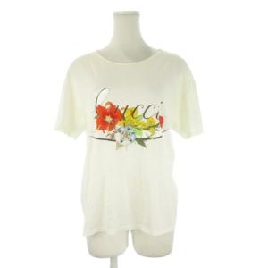 Tシャツ M 白 ホワイト ロゴプリント 花柄プリント 半袖 /CK53 ECD004