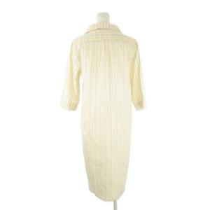 RALPH LAUREN シャツワンピース M 白 アイボリー ストライプ柄 Vネック 七分袖 /CK31 ECD004