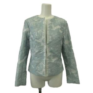 HANAE MORI セットアップ ジャケット 38 スカート 40 ミントグリーン 花柄 ノーカラー 長袖 /SH ECA005