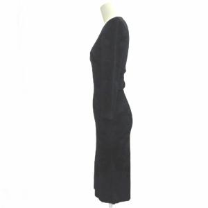 Alexander McQueen ワンピース XS 紺 ネイビー レース ダマスク柄 ラウンドネック 長袖 /NP ECD004