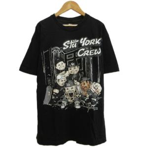Tシャツ L 黒 ブラック プリント柄 ラウンドネック 半袖 /NP ECD004