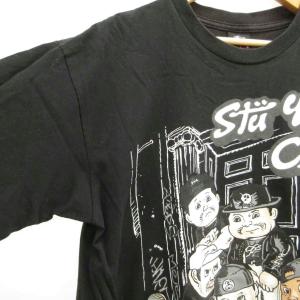 STUSSY Tシャツ L 黒 ブラック プリント柄 ラウンドネック 半袖 /NP ECD004