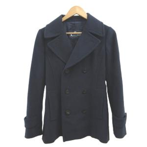 Aquascutum ピーコート アンゴラ L 紺 ネイビー 無地 ダブルブレスト 長袖  /NP ECD004