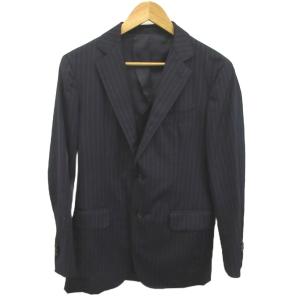 BARNEYS NEW YORK スーツ フォーマル ウール 紺 ネイビー 背抜き ストライプ柄 テーラードカラー 長袖 /NP ECD004