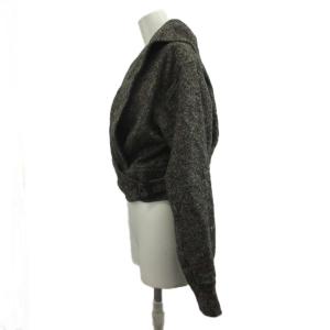 Max Mara カシュクールコート ウール S 黒 ブラック 茶 ブラウン ショート丈 ショールカラー ラップデザイン