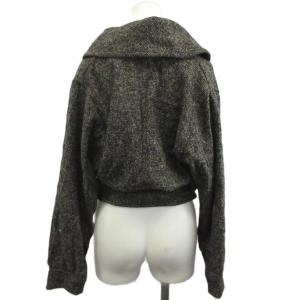 Max Mara カシュクールコート ウール S 黒 ブラック 茶 ブラウン ショート丈 ショールカラー ラップデザイン
