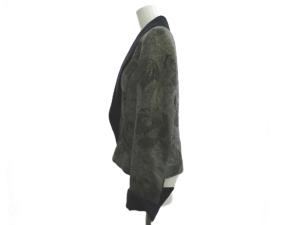 HANAE MORI セットアップ ウール M グレー 黒 ブラック 花柄 ショールカラー 長袖 /NP ECD004