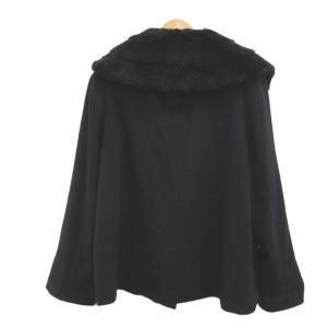 HANAE MORI ショートコート 上着 アンゴラ 38 黒 ブラック ラビットファー襟 長袖 /YU ECD004