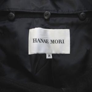 HANAE MORI ショートコート 上着 アンゴラ 38 黒 ブラック ラビットファー襟 長袖 /YU ECD004