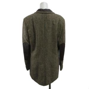 Max Mara テーラードジャケット 上着 茶 ブラウン 長袖 襟切り替え 織り柄 ネップ /PP ECD004