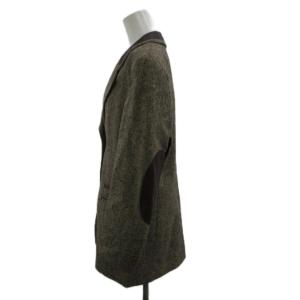 Max Mara テーラードジャケット 上着 茶 ブラウン 長袖 襟切り替え 織り柄 ネップ /PP ECD004