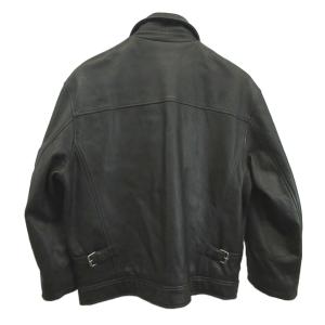 DKNY レザージャケット 革ジャン 上着 本革 M 黒 ブラック 長袖 ジップアップ ジップポケット /YU ECD004