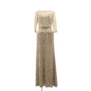 Lace Boatneck 3/4 Sleeve Gown with Grosgrain Ribbon