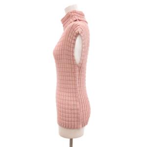 me ISSEY MIYAKE プリーツカットソー オフタートル ノースリーブ ピンク /JS ECD004