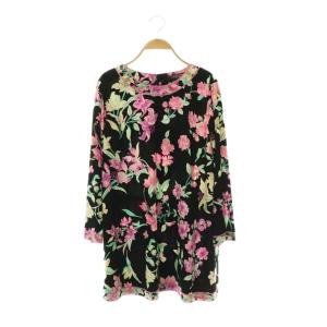FASHION 花柄ワンピース 44 ブラック マルチカラー