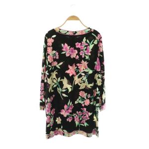 LEONARD FASHION 花柄ワンピース 44 ブラック マルチカラー