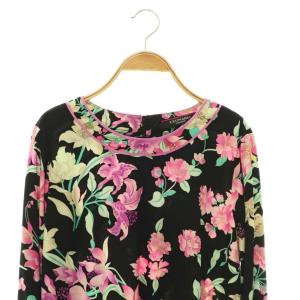 LEONARD FASHION 花柄ワンピース 44 ブラック マルチカラー